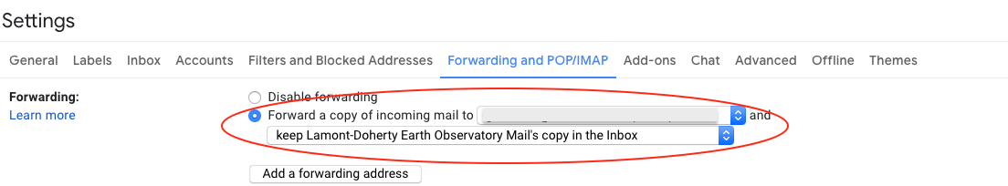 google email forwarding