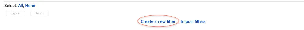 gmail filtering option